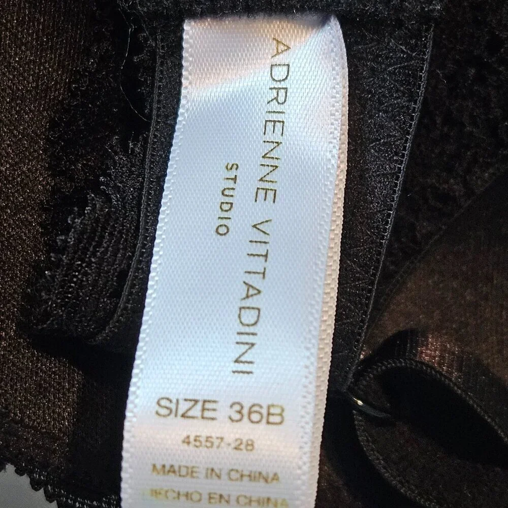 Adrienne Vittadini Studio Black Lace Underwire Push‎ Up Bra 36B Nylon/Spandex